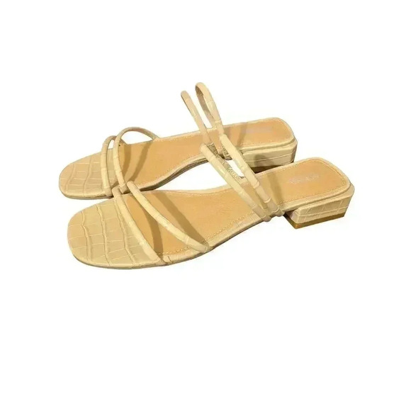 New Michael By Michael Shannon Liv Tan Faux Leather Strappy Sandals Size 8 - Picture 1 of 9